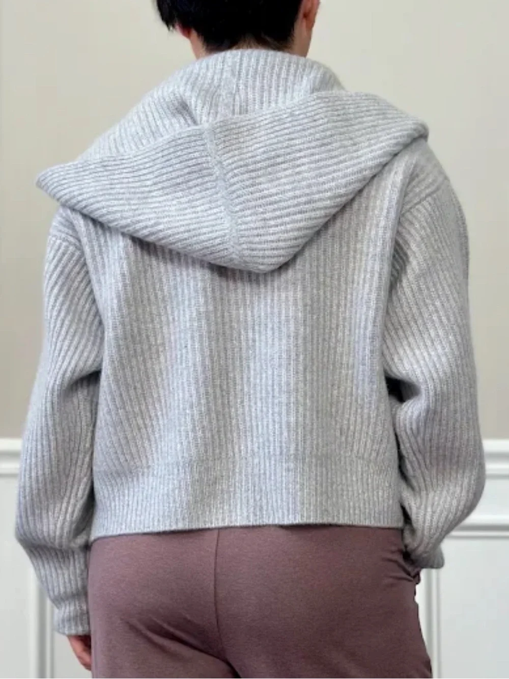 NakedCashmere 100% Cashmere Montauk Fisherman Hooded Cardigan Gray XS $475